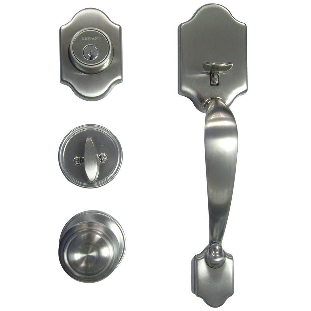 Defiant Springfield Single Cylinder Satin Nickel Door Handleset with Mushroom Knob, $40 MSRP