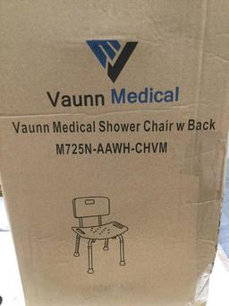 Vanunn Medical Shower Chair w/back M725N-AAWH-CHVM, $36 MSRP