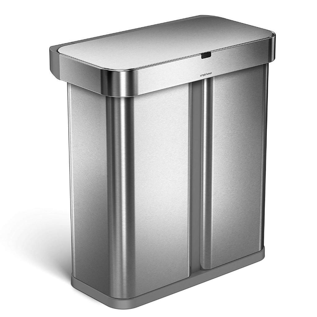 Simplehuman 58L Stainless Steel Touch-Free Dual Compartment Rect. Kitchen Trash Can $249.99 MSRP