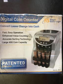 Royal Sovereign 2 Row Electric Coin Counter With Patented Anti-Jam Technology - $66.38 MSRP