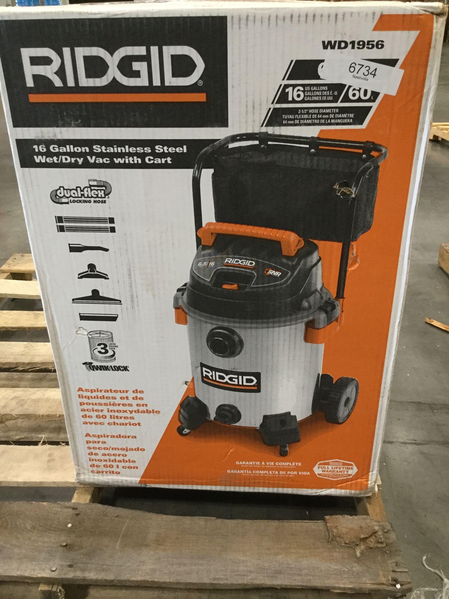 Ridgid 50353 1610RV Stainless Steel Wet Dry Vacuum, 16-Gallon Shop Vacuum with Cart $196.79 MSRP