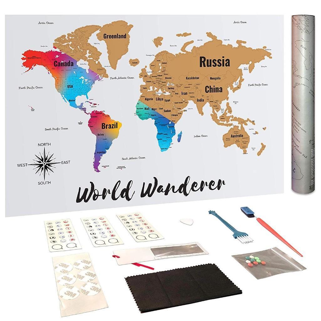 Scratch Off Map of The World Deluxe Edition XL Size 23.5"x 33" Beautiful Wall Art - $27.97 MSRP