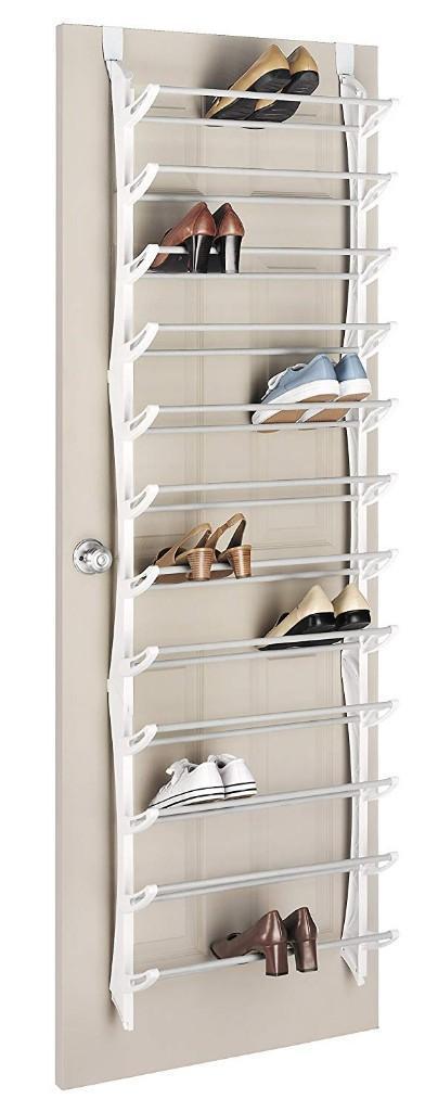 Whitmor Over the Door Shoe Rack - 36 Pair - Fold Up, Nonslip Bars,6486-1746-WHT - $26.67 MSRP