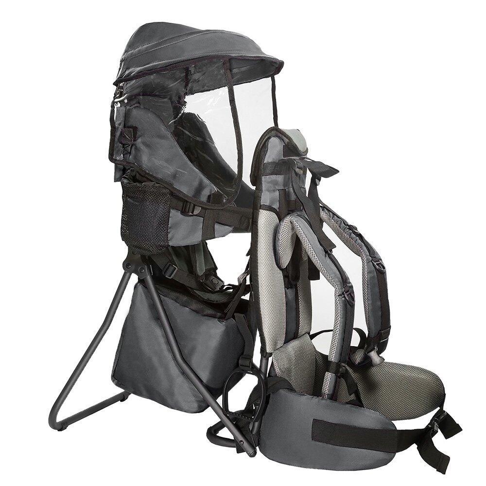 Clevr Baby Backpack Camping Hiking Child Kid Toddler Carrier Shade Visor, Grey - $112.99 MSRP