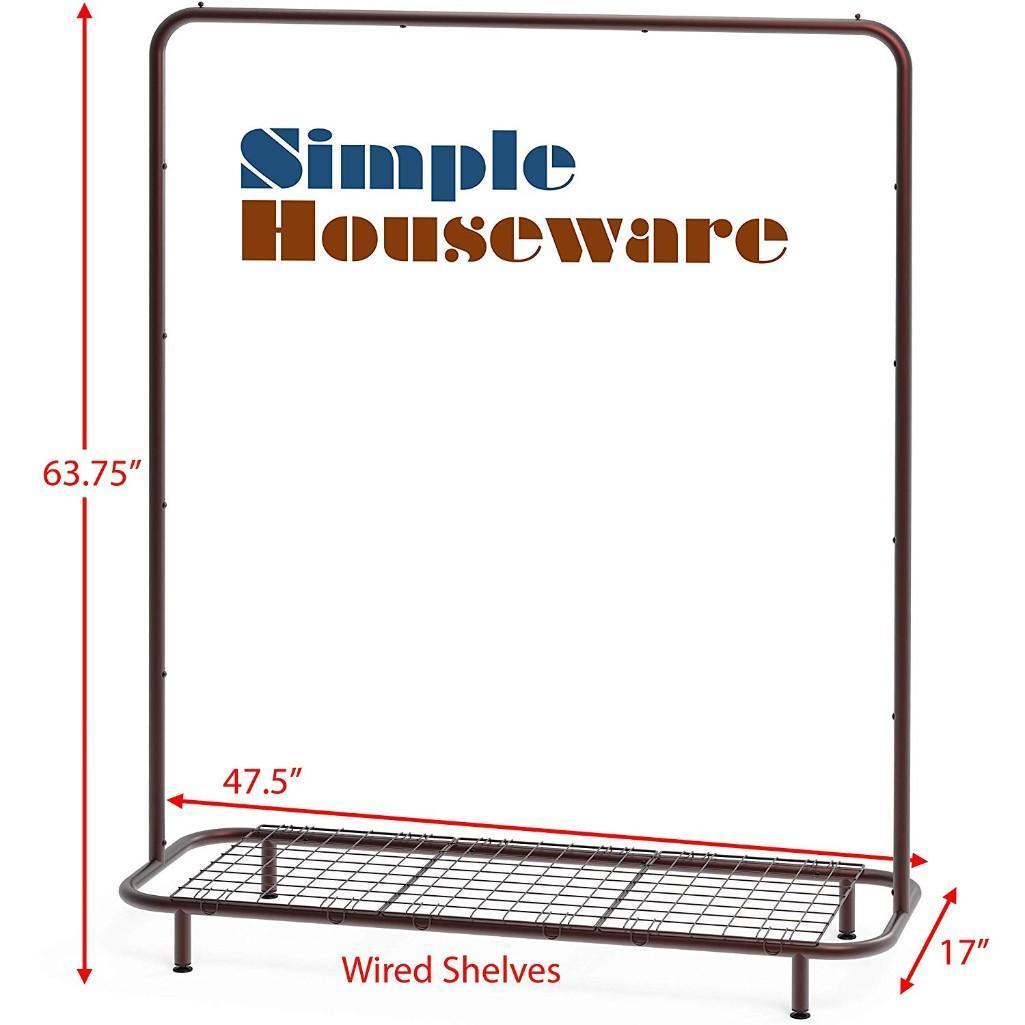 Simple Houseware Industrial Pipe Clothing Garment Rack w/ Bottom Shelves, Bronze - $35.87 MSRP