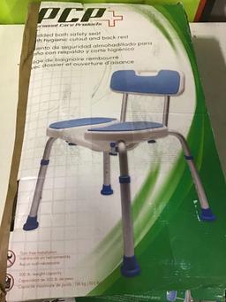 PCP Adjustable Padded Bath Safety Seat With Hygienic Cutout With Backrest - $30.00 MSRP