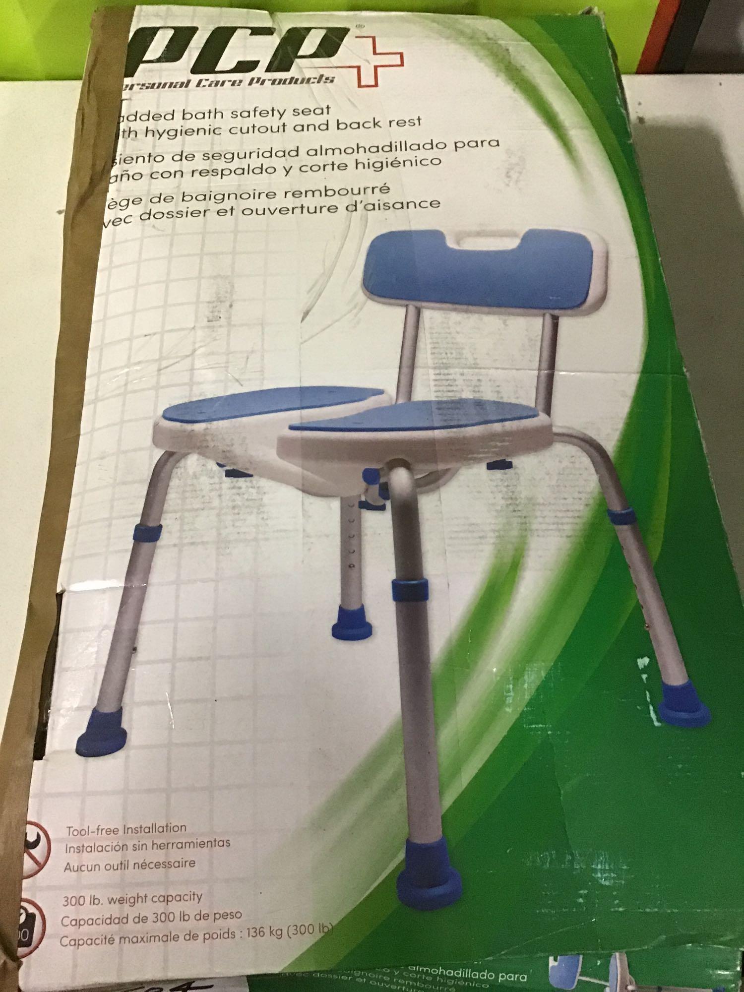 PCP Adjustable Padded Bath Safety Seat With Hygienic Cutout With Backrest - $30.00 MSRP