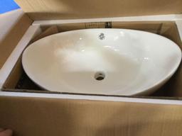 Comllen Modern Egg Shape Above Counter White Porcelain Ceramic Bathroom Vessel Sink