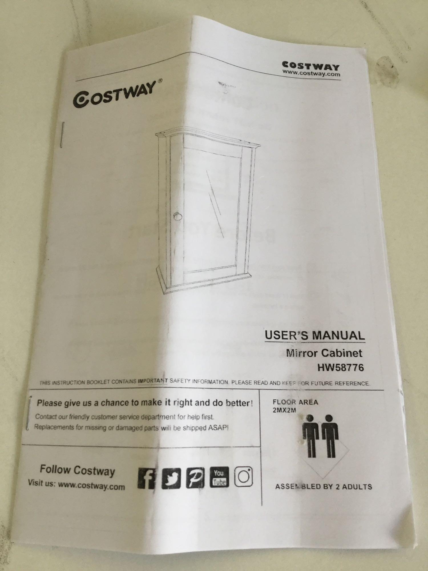 Costway Bathroom Wall Cabinet with Single Mirror Door HW58776