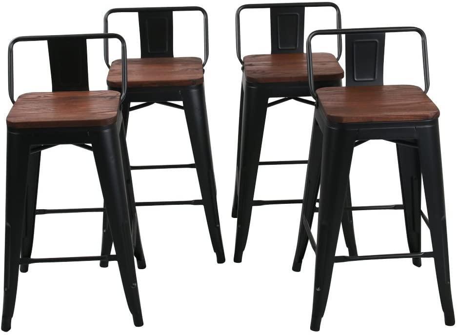 Changjie Furniture Industrial Metal Bar Stools (26 inch, Black)