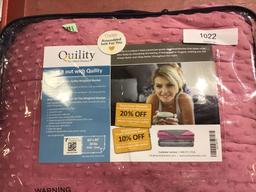 Quility Premium Adult Weighted Blanket and Removable Cover - 20 lbs - 60"x80", Grey/Pink