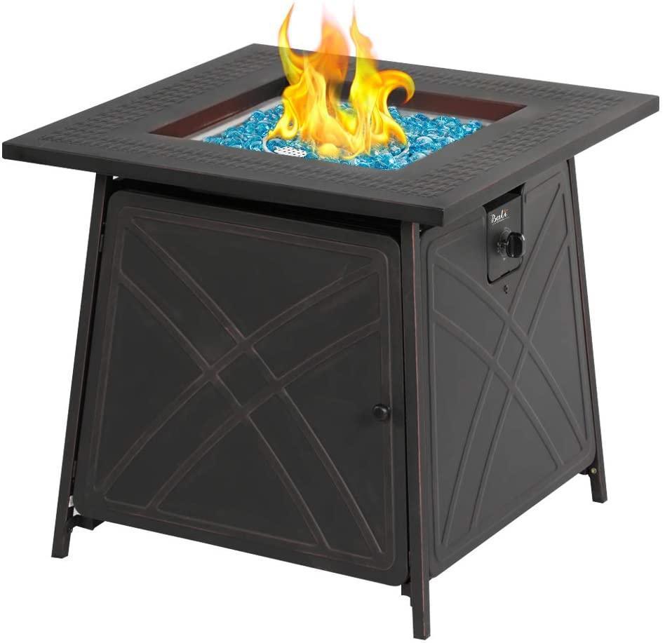 BALI OUTDOORS Firepit LP Gas Fireplace 28" Square Table