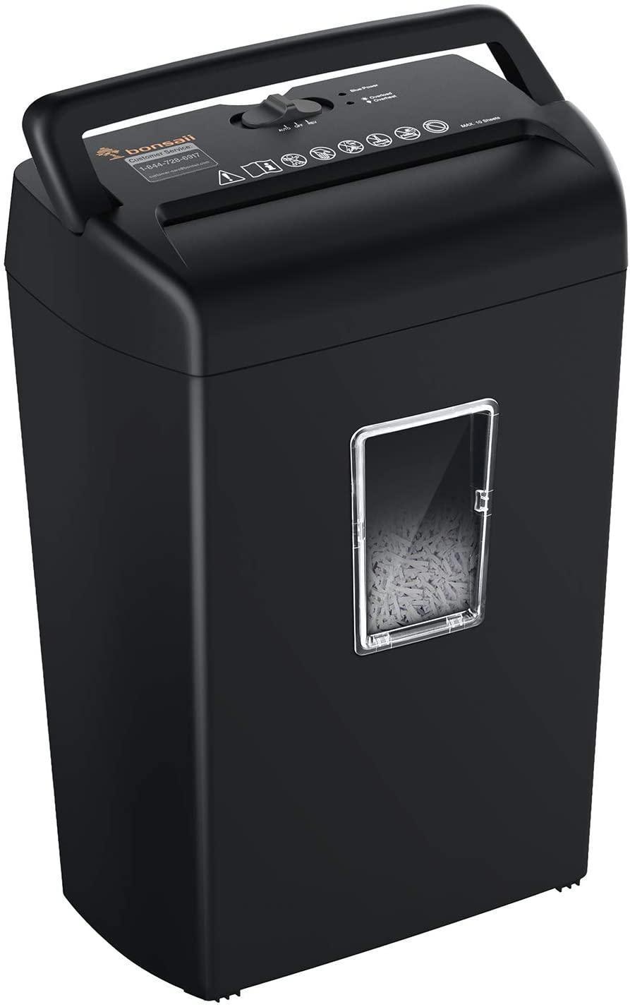 Bonsaii 10-Sheet Cross-Cut Paper and Credit Card Shredder Machine