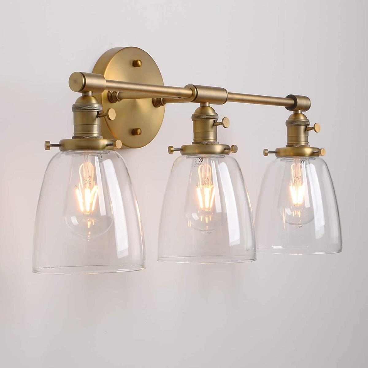 Permo Vintage Industrial Antique Three-Light Wall Sconces w/Oval Cone Clear Glass Shade $169.99 MSRP