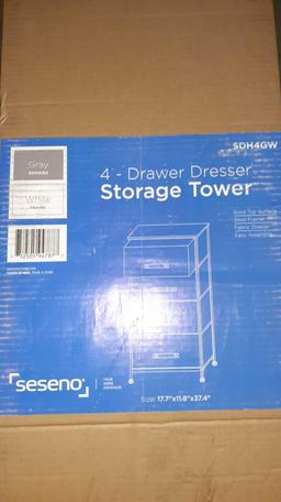 Seseno Dresser with 4 Drawers - Tall Storage Tower, White - $59.99 MSRP