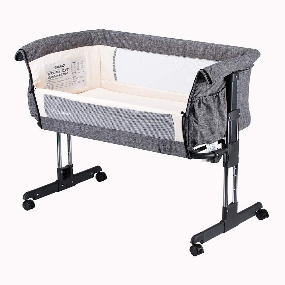 Mika Micky Bedside Sleeper Easy Folding Portable Crib,Grey (MM08) - $169.99 MSRP