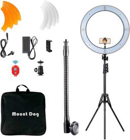 Mountdog 18" Ring Light Kit 55W Bluetooth Lighting w/ Tripod Stand Dimmable 3200K/5500K- $93.99 MSRP