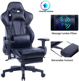 Blue Whale Gaming Chair with Adjustable Massage Lumbar Pillow,Retractable Footrest $179.78 MSRP