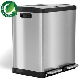 iTouchless 16 Gallon Dual Step Trash Can and Recycle, Stainless Steel Lid and Bin Body $162.31 MSRP