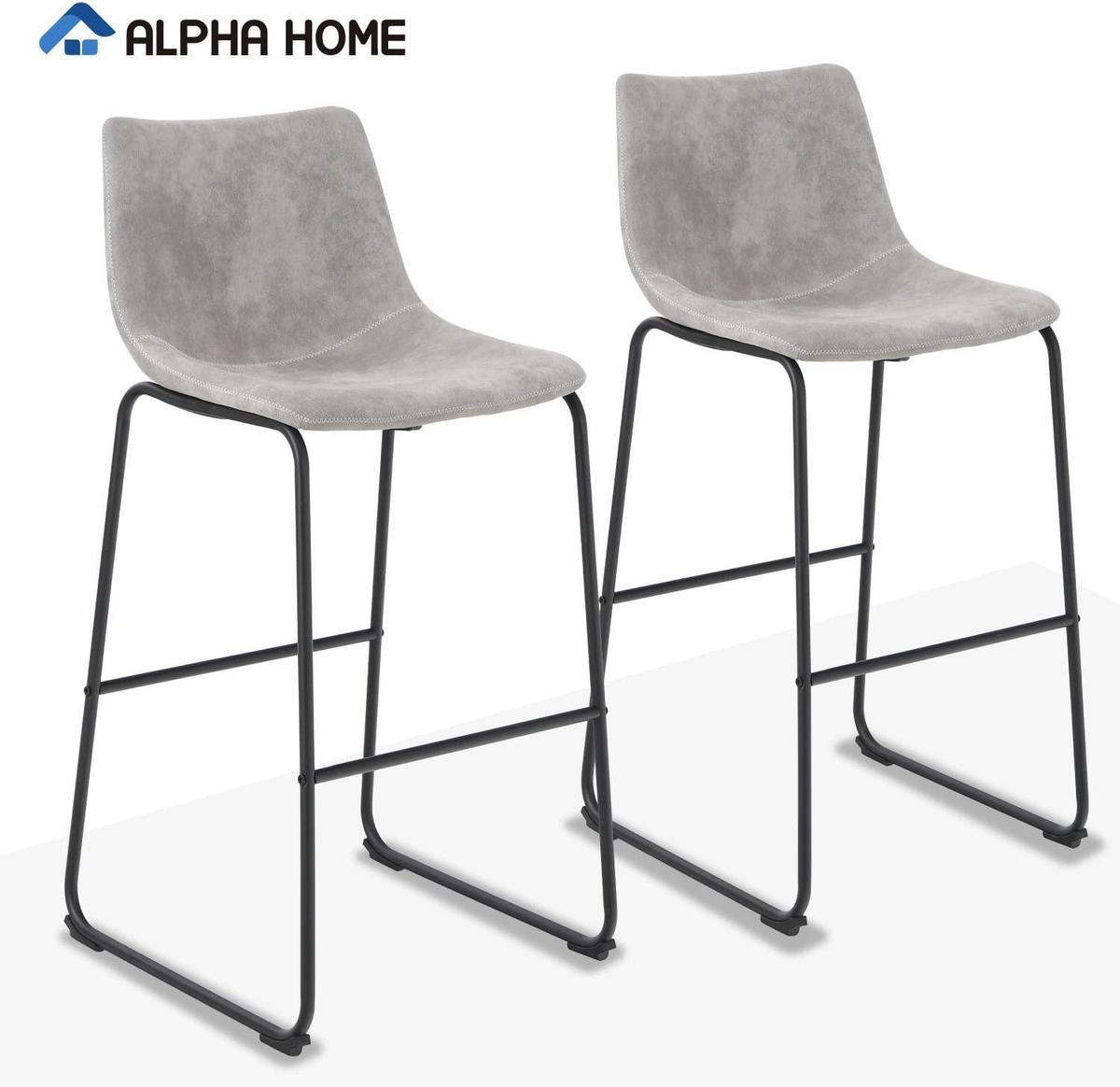 ALPHA HOME 30" Bar Stools Bar Chair- 350 lbs Capacity, Grey - $169.99 MSRP