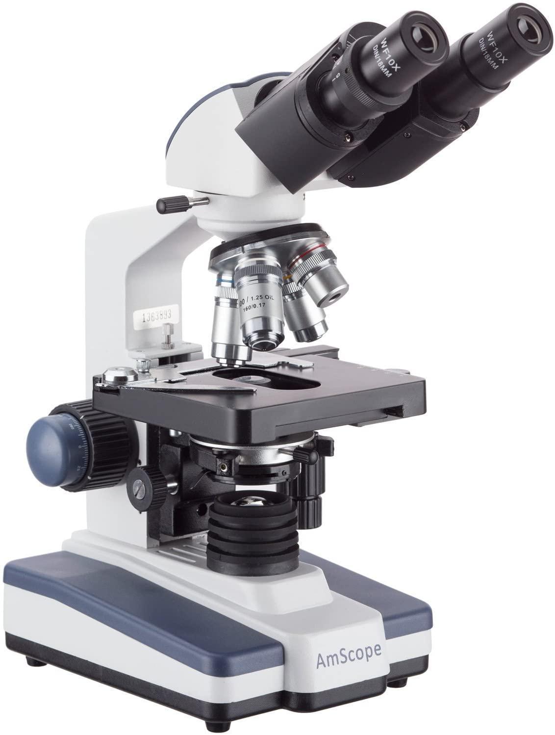 AmScope B120C-E1 Siedentopf Binocular Compound Microscope, 40X-2500X Magnification, $278.99 MSRP