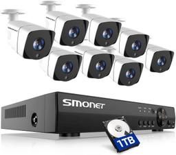 Smonet Wired Security Camera System, 8 Channel 5-in-1 DVR Outdoor Camera System (1TB Hard Drive)