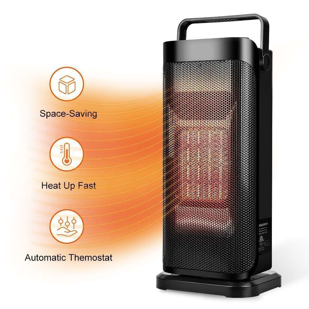 Trustech Oscillating Ceramic Tower Heater Office Home Indoor Use BLACK KPT-1502M $44.98 MSRP