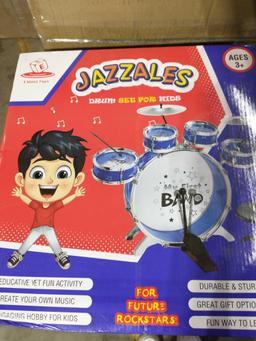 EMAAS Kids Jazz Drum Set For Kids?5 Drums, 2 Drumsticks, Kick Pedal, Cymbal Chair - $39.99 MSRP