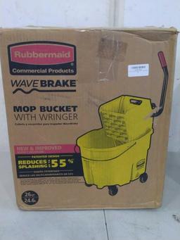 Rubbermaid Commercial WaveBrake 2.0 26 QT Side-Press Mop Bucket and Wringer, Yellow,...$55.49