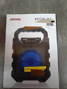Bluetooth MAX POWER BOOM-M2 4? Portable Bluetooth Speaker & FM Radio, Black, $32.95