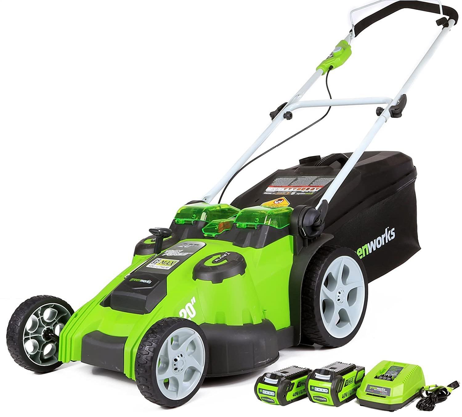 Greenworks 40V 20 Inch Cordless Twin Force Lawn Mower, 4Ah and 2Ah Batteries with Charger Included