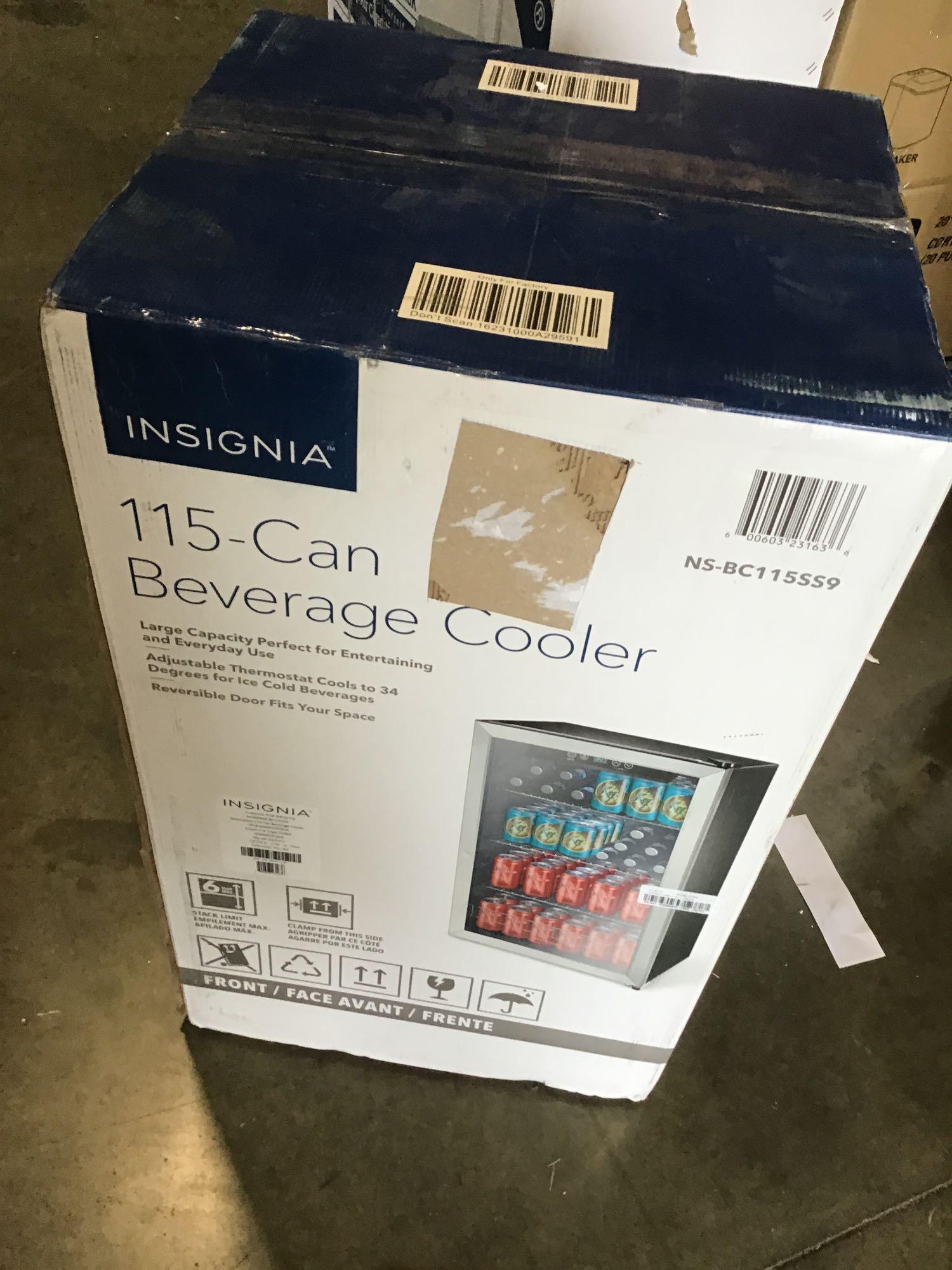 Insignia 115-Can Beverage Cooler (NS-BC115SS9) Stainless Steel - New