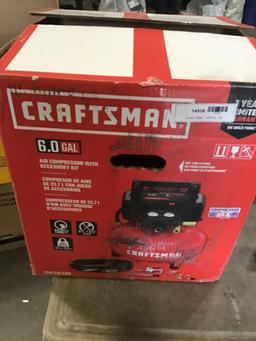 Craftsman Air Compressor, 6 Gallon, Pancake, Oil-Free with 13 Piece Accessory Kit (CMEC6150K)