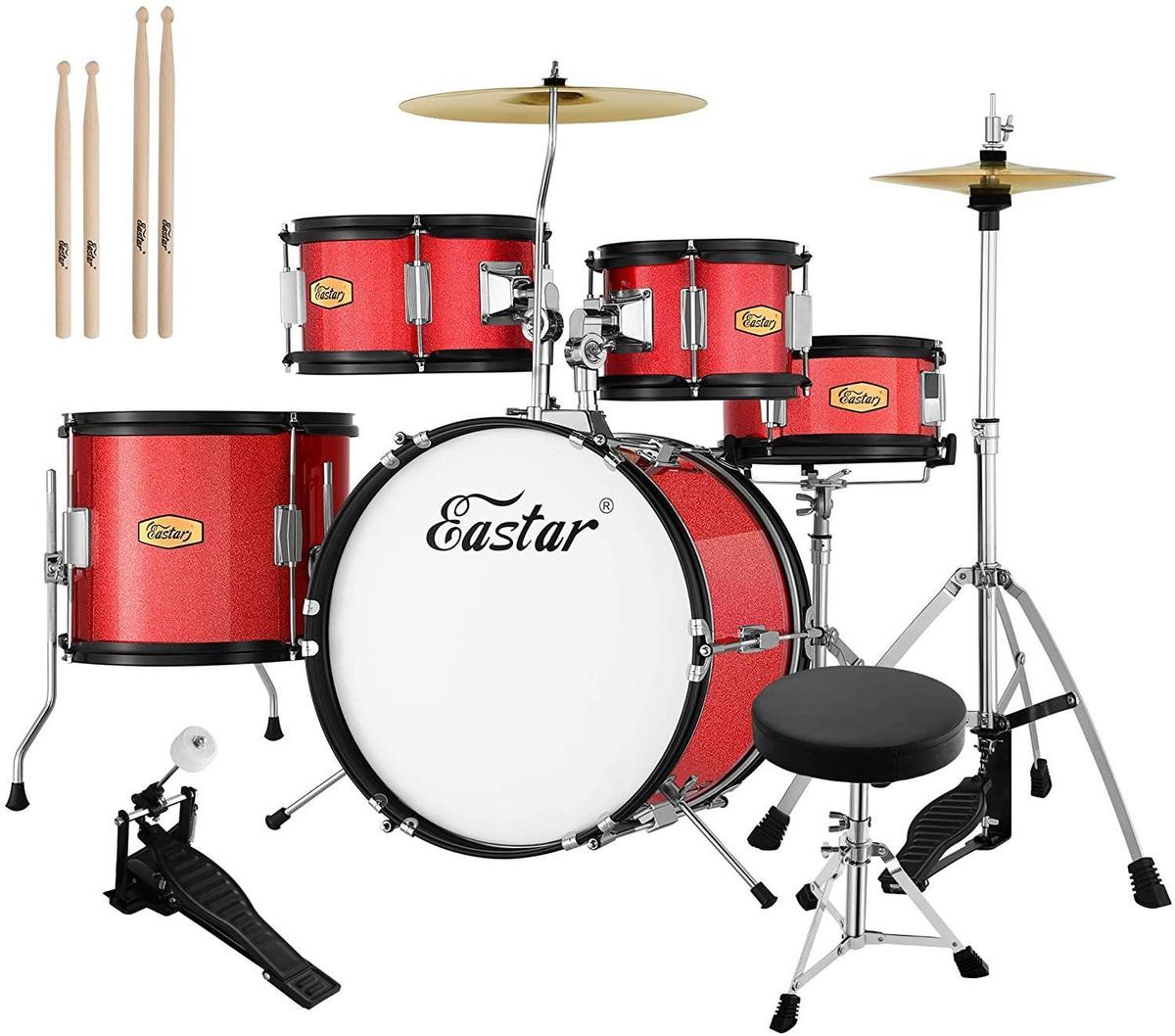 Eastar Kids Drum Set Junior Drum Set 16 inch, 5-Piece with Adjustable Throne and Cymbal $199.99 MSRP