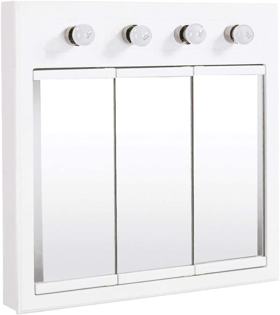 Design House 532382 Concord Lighted Tri-View Mirrored Medicine Cabinet, White, 30" - $285.67 MSRP