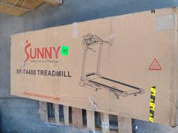 Sunny Health and Fitness Folding Treadmill with Device Holder - Gray - $399.00 MSRP