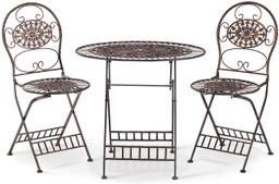 Alpine Corporation KIY212A-BR 3-Piece Floral Bistro Outdoor Conversation Set, Brown - $215.48 MSRP