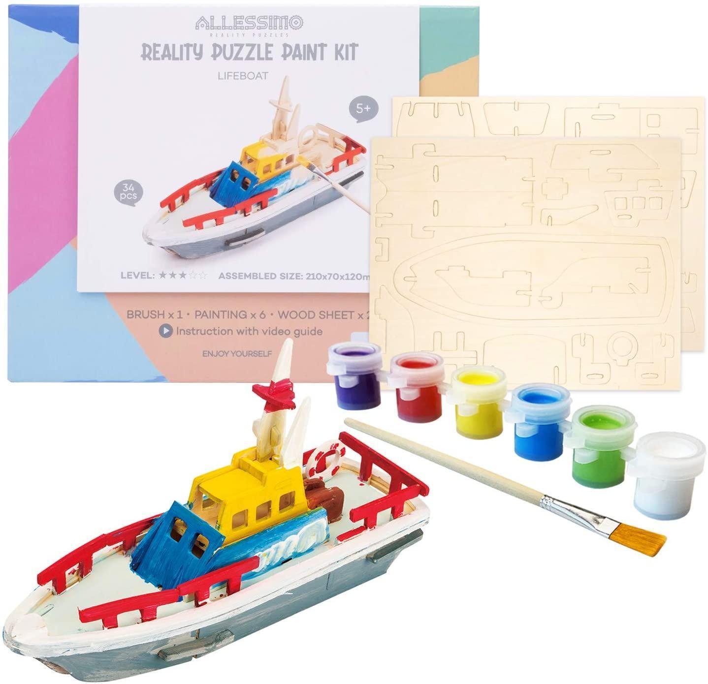 Allessimo 3D Paint Puzzle Create (Life Boat - 34pcs) | Hao Xiang - 1000pcs Home Wall- $24.99 MSRP