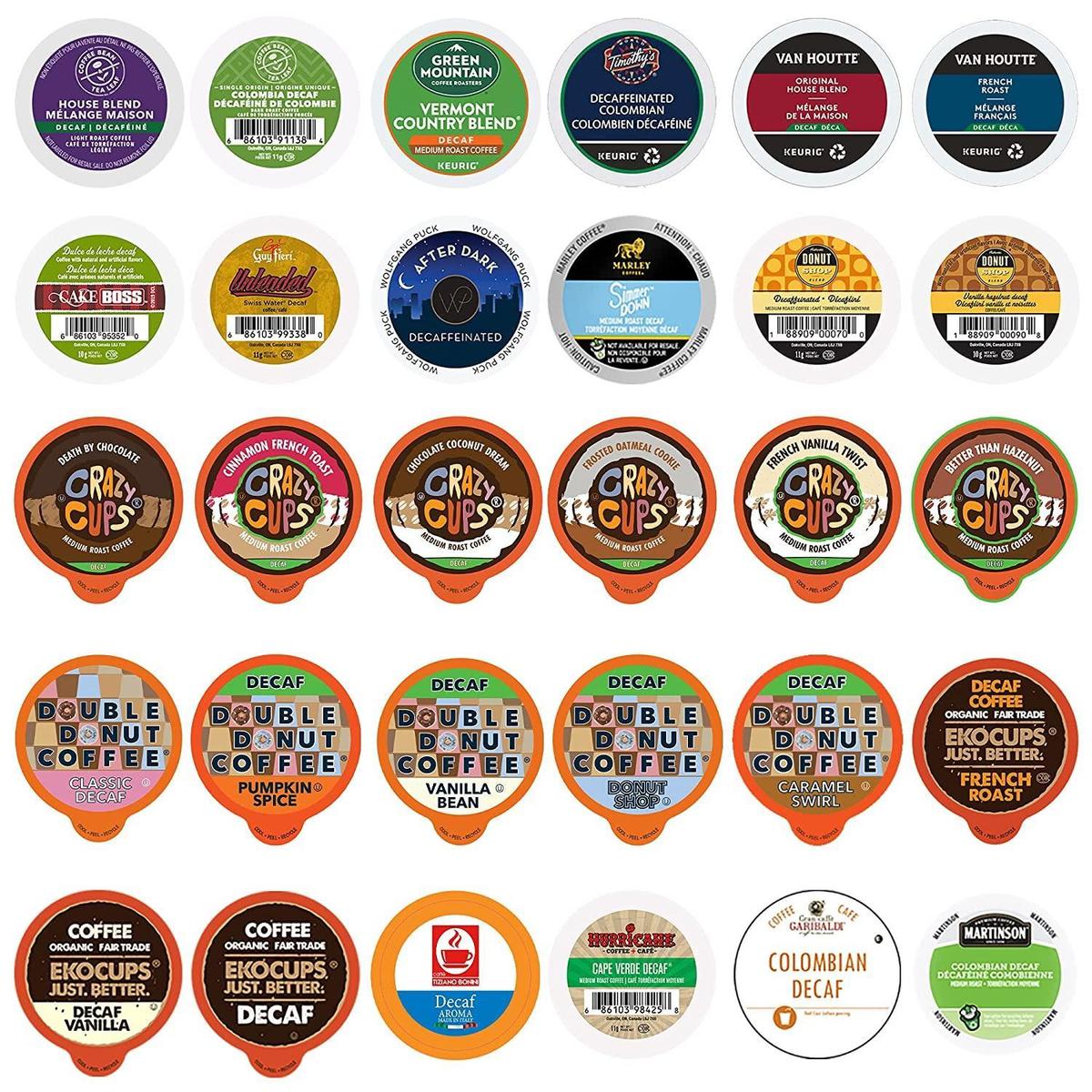 Decaf Coffee Pods Variety Pack Sampler, Assorted Unflavored and...Flavored Coffee Pods - $19.99 MSRP