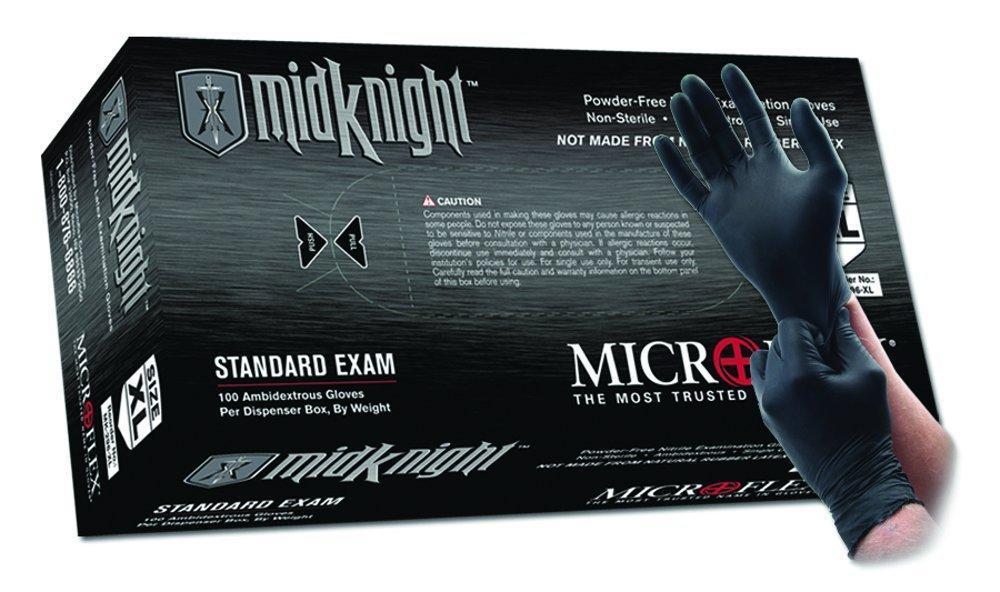 Microflex MK-296-XL MidKnight Black, Powder-Free Exam Gloves, XL, Nitrile (Pack of 100)- $34.52 MSRP