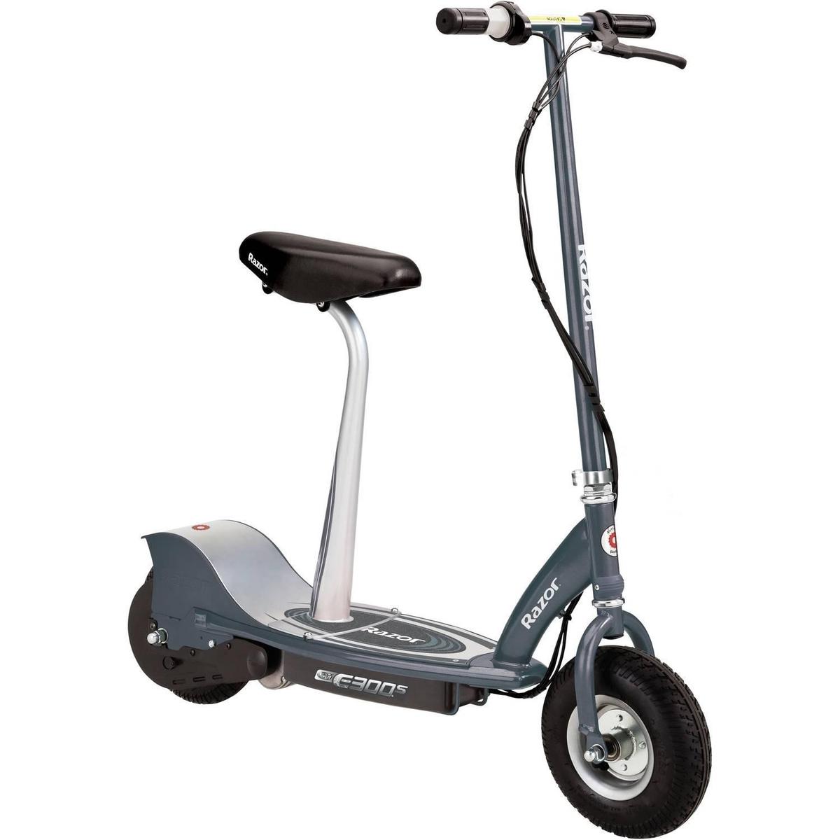 Razor E300S Seated Electric Scooter - 9" Air-filled Tires, Removable Seat, Gray - $229.99 MSRP