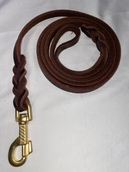 Brown Leather Braided Strap Dog Training Leash 6 Foot Heavy Duty, $30.99 (BRAND NEW)