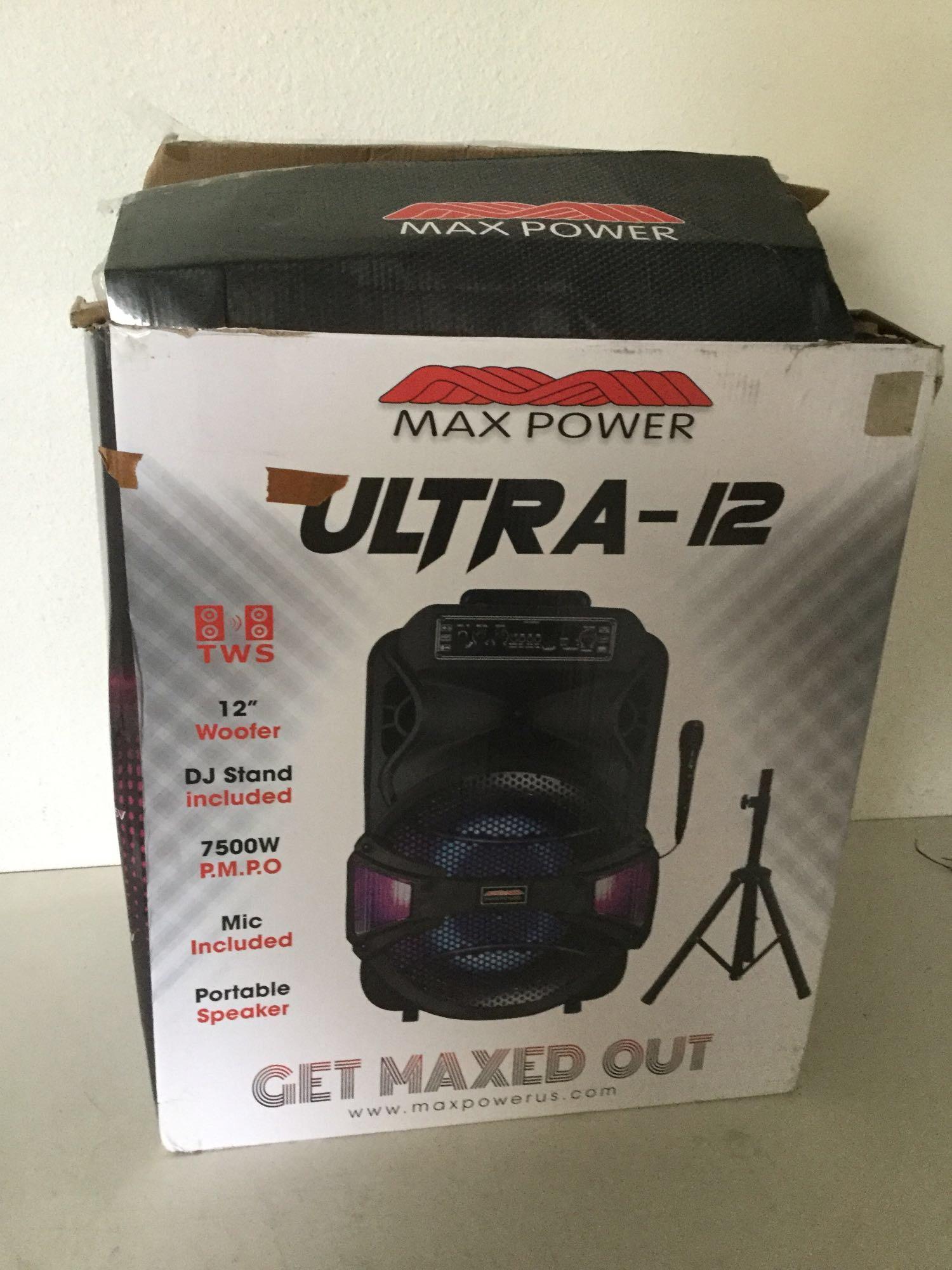 Max Power ULTRA-12 - 12? x 1 Karaoke Speaker W/DJ stand included & Mic