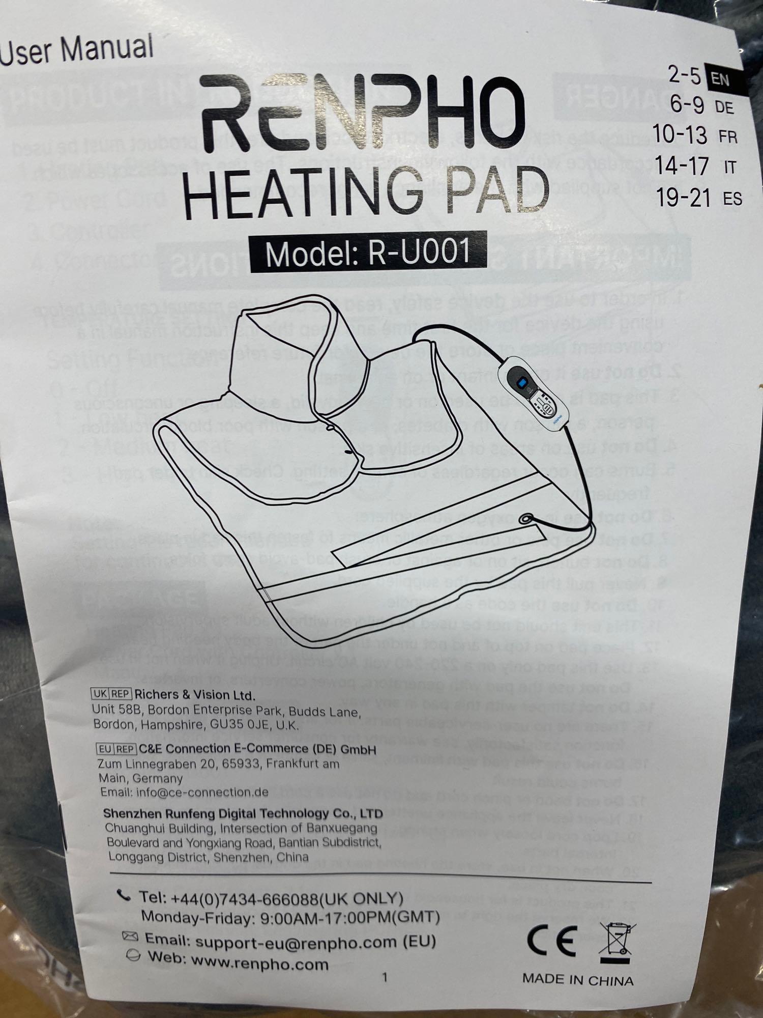 RENPHO Heating Pad, Flannel Back Heat Pad for Neck Shoulder - $39.86 MSRP