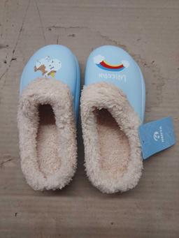 HMIYA Children's Warm Winter Slippers for Boys and Girls, Blue Unicorn 28/29 EU - $20.98 MSRP