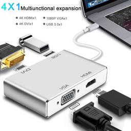 Faersi Type C to HDMI VGA USB Adapter with Thunderbolt 3 Compatible for MacBook - $19.40 MSRP