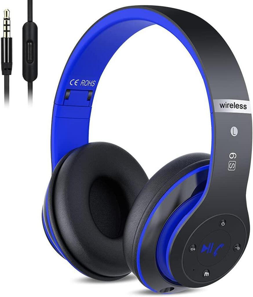 Zhuolang 6S Wireless Headphones Over Ear (Blue/Black) - $24.99 MSRP