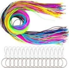 Tagaremuser JOELELI 200 Pcs Scoubidou Strings in 20 Colours with 30 Pcs Snap Clips and Keychain