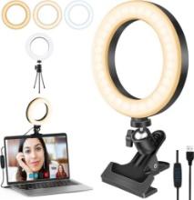 Ring light laptop, xruison led selfie ring light with tripod cell phone video conference light 3
