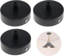 LongZYU Ceiling Canopy Black Canopy Lamp Pack of 3 Distribution Canopy Surface-Mounted Box Iron